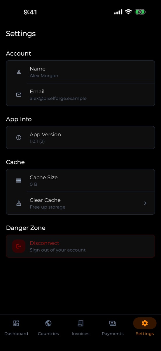 Settings tab